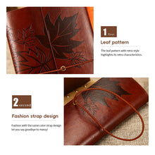 Load image into Gallery viewer, A6 Loose-leaf Photo Album PU Leather Kraft Paper Maple Leaves Cover Diary Notebook Vintage Cover Traveler Album Journals School Supplies
