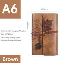 Load image into Gallery viewer, A6 Loose-leaf Photo Album PU Leather Kraft Paper Maple Leaves Cover Diary Notebook Vintage Cover Traveler Album Journals School Supplies

