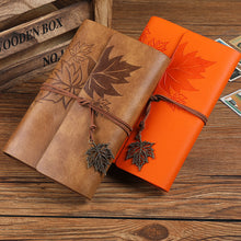 Load image into Gallery viewer, A6 Loose-leaf Photo Album PU Leather Kraft Paper Maple Leaves Cover Diary Notebook Vintage Cover Traveler Album Journals School Supplies
