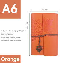 Load image into Gallery viewer, A6 Loose-leaf Photo Album PU Leather Kraft Paper Maple Leaves Cover Diary Notebook Vintage Cover Traveler Album Journals School Supplies
