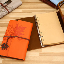 Load image into Gallery viewer, A6 Loose-leaf Photo Album PU Leather Kraft Paper Maple Leaves Cover Diary Notebook Vintage Cover Traveler Album Journals School Supplies
