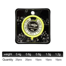 Load image into Gallery viewer, 1 Box Portable Open Bite Lead Set Multi-Gauge Bare Round Open Bite Lead Raft Fishing Lead Rock Fishing Lead Drop Accessories Fishing Supplies- About 80PCS/60G
