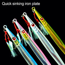 Load image into Gallery viewer, 60G/80G/160G 1Piece Long Boat Fishing Deep Sea Fishing Bait Luminous Speed Sink Iron Plate Long Cast Metal Lure Bait Sea Wolf Tuna Grouper Bait-Double Hook Type
