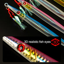 Load image into Gallery viewer, 60G/80G/160G 1Piece Long Boat Fishing Deep Sea Fishing Bait Luminous Speed Sink Iron Plate Long Cast Metal Lure Bait Sea Wolf Tuna Grouper Bait-Double Hook Type
