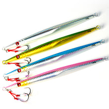 Load image into Gallery viewer, 60G/80G/160G 1Piece Long Boat Fishing Deep Sea Fishing Bait Luminous Speed Sink Iron Plate Long Cast Metal Lure Bait Sea Wolf Tuna Grouper Bait-Double Hook Type
