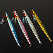 Load image into Gallery viewer, 60G/80G/160G 1Piece Long Boat Fishing Deep Sea Fishing Bait Luminous Speed Sink Iron Plate Long Cast Metal Lure Bait Sea Wolf Tuna Grouper Bait-Double Hook Type
