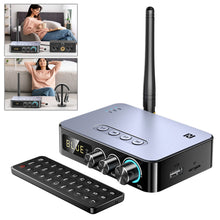 Load image into Gallery viewer, NFC Bluetooth 5.1 Audio Receiver Transmitter Coaxial RCA Wireless Bass Treble Music Adapter FM Radio U Disk/TF Card Player
