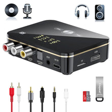 Load image into Gallery viewer, NFC Bluetooth 5.0 Audio Adapter 3.5mm Aux RCA Wireless Receiver Transmitter Optical/Coaxial Music Adapter with IR Remote
