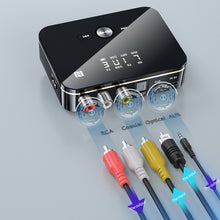Load image into Gallery viewer, NFC Bluetooth 5.0 Audio Adapter 3.5mm Aux RCA Wireless Receiver Transmitter Optical/Coaxial Music Adapter with IR Remote

