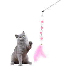 Load image into Gallery viewer, Funny Feather Cat Plush Teaser Wand with Bell Pet Interactive Feather Toys Cat Stick Toy for Kitten Catching Toy Playing Teaser Cat Supplies
