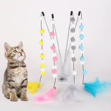 Load image into Gallery viewer, Funny Feather Cat Plush Teaser Wand with Bell Pet Interactive Feather Toys Cat Stick Toy for Kitten Catching Toy Playing Teaser Cat Supplies
