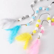 Load image into Gallery viewer, Funny Feather Cat Plush Teaser Wand with Bell Pet Interactive Feather Toys Cat Stick Toy for Kitten Catching Toy Playing Teaser Cat Supplies
