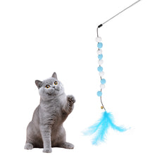 Load image into Gallery viewer, Funny Feather Cat Plush Teaser Wand with Bell Pet Interactive Feather Toys Cat Stick Toy for Kitten Catching Toy Playing Teaser Cat Supplies
