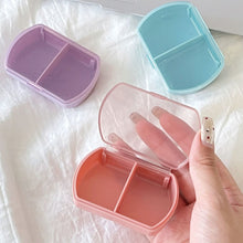 Load image into Gallery viewer, Mini 2 Grid Medicine Box with Detachable Cover Double Compartment Packaging Box Travel Portable Medicine Pill Box
