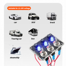 Load image into Gallery viewer, Car 3/6 Gang Rocker Switches Panel 12V/24V Replaceable Fuse Holder With Light For Camping Boat RV Van Yachts Trucks Accessories

