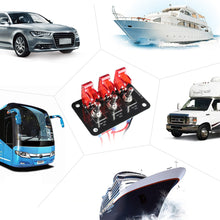 Load image into Gallery viewer, Car 3 Gang Heavy Duty Rocker Toggle Switch Panel QC3.0 USB 36W Dual QC 12V 20A Cover ON/Off 2Pin Automotive Marine Boat RV Camper
