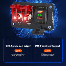 Load image into Gallery viewer, Car 3 Gang Heavy Duty Rocker Toggle Switch Panel QC3.0 USB 36W Dual QC 12V 20A Cover ON/Off 2Pin Automotive Marine Boat RV Camper
