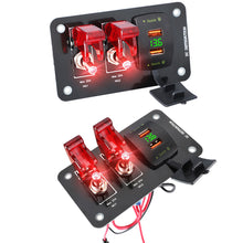 Load image into Gallery viewer, Car 3 Gang Heavy Duty Rocker Toggle Switch Panel QC3.0 USB 36W Dual QC 12V 20A Cover ON/Off 2Pin Automotive Marine Boat RV Camper
