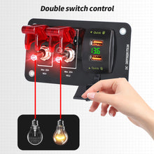 Load image into Gallery viewer, Car 3 Gang Heavy Duty Rocker Toggle Switch Panel QC3.0 USB 36W Dual QC 12V 20A Cover ON/Off 2Pin Automotive Marine Boat RV Camper

