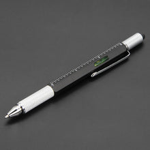 Load image into Gallery viewer, 6 in 1 Metal Pen Tool Multifunctional Screw Bits Spirit Level Scale Ruler Ballpoint Pen Outdoor Portable Alloy Pen Tools
