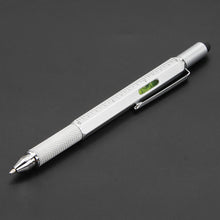 Load image into Gallery viewer, 6 in 1 Metal Pen Tool Multifunctional Screw Bits Spirit Level Scale Ruler Ballpoint Pen Outdoor Portable Alloy Pen Tools
