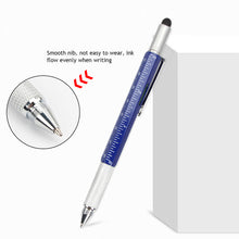 Load image into Gallery viewer, 6 in 1 Metal Pen Tool Multifunctional Screw Bits Spirit Level Scale Ruler Ballpoint Pen Outdoor Portable Alloy Pen Tools
