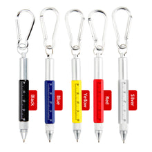 Load image into Gallery viewer, 6 in 1 Metal Pen Tool with Hook Multifunctional Screw Bits Scale Ruler Ballpoint Pen Outdoor Portable Alloy Pen Tools
