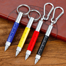 Load image into Gallery viewer, 6 in 1 Metal Pen Tool with Hook Multifunctional Screw Bits Scale Ruler Ballpoint Pen Outdoor Portable Alloy Pen Tools
