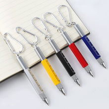 Load image into Gallery viewer, 6 in 1 Metal Pen Tool with Hook Multifunctional Screw Bits Scale Ruler Ballpoint Pen Outdoor Portable Alloy Pen Tools
