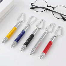 Load image into Gallery viewer, 6 in 1 Metal Pen Tool with Hook Multifunctional Screw Bits Scale Ruler Ballpoint Pen Outdoor Portable Alloy Pen Tools
