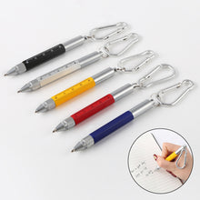 Load image into Gallery viewer, 6 in 1 Metal Pen Tool with Hook Multifunctional Screw Bits Scale Ruler Ballpoint Pen Outdoor Portable Alloy Pen Tools
