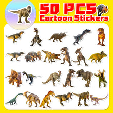 Load image into Gallery viewer, 50pcs Vintage Dinosaur Sticker Kids Sticker Gifts Waterproof Waterbottle Stickers DIY Reusable Jurassic Dinosaur Stickers
