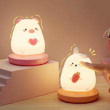 Load image into Gallery viewer, Rechargeable LED Night Light Kids Cute Panda Rabbit Silicone Lamp Touch Sensor Soft Light LED Lamp Children Night Accompany Lamp Birthday Christmas Gifts
