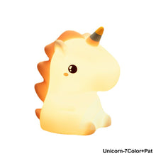 Load image into Gallery viewer, Unicorn/Dinosaur Silicone LED Night Light Pat Sensor Rechargeable Lamp Kids Bedroom Decor Cartoon Animal Night Lamp Christmas Gifts
