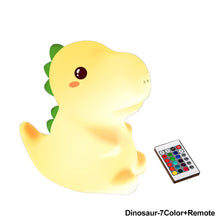 Load image into Gallery viewer, Unicorn/Dinosaur Silicone LED Night Light Pat Sensor Rechargeable Lamp Kids Bedroom Decor Cartoon Animal Night Lamp Christmas Gifts
