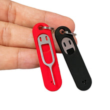 Load image into Gallery viewer, 1PC/5PCS Creative Anti-Loss With Silicone Sleeve Sim Card Removal Tool 304 Stainless Steel Smiley Face Card Holder Mobile Phone Tablet Portable Thimble For Apple Android SIM
