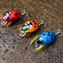 Load image into Gallery viewer, 1PC 3.8CM/4G Artificial Ladybug Bait Insect Floating Surface System Lure Bionic Bait For Bass Warping Mouth Blood Groove Hook 8#
