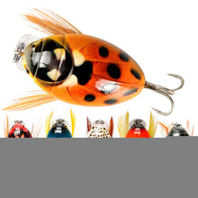 Load image into Gallery viewer, 1PC 3.8CM/4G Artificial Ladybug Bait Insect Floating Surface System Lure Bionic Bait For Bass Warping Mouth Blood Groove Hook 8#
