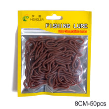 Load image into Gallery viewer, 1Bag/50PCS 4/8CM Artificial Earthworm Bait Sea Fishing Lure Silicone Soft Bait For Carp Trout Bass Fishing Accessories
