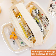 Load image into Gallery viewer, 1Pc Transparent Canvas Large-capacity Pencil Bag Holder Girl Stationery Desk Organizer School Office Supplies Storage Bag
