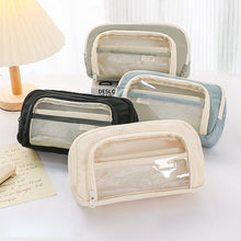 Load image into Gallery viewer, 1Pc Transparent Canvas Large-capacity Pencil Bag Holder Girl Stationery Desk Organizer School Office Supplies Storage Bag
