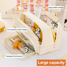 Load image into Gallery viewer, 1Pc Transparent Canvas Large-capacity Pencil Bag Holder Girl Stationery Desk Organizer School Office Supplies Storage Bag
