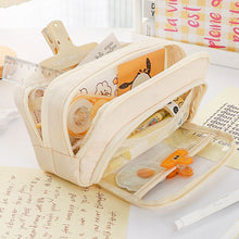 Load image into Gallery viewer, 1Pc Transparent Canvas Large-capacity Pencil Bag Holder Girl Stationery Desk Organizer School Office Supplies Storage Bag
