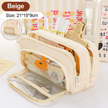 Load image into Gallery viewer, 1Pc Transparent Canvas Large-capacity Pencil Bag Holder Girl Stationery Desk Organizer School Office Supplies Storage Bag
