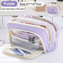Load image into Gallery viewer, 1Pc Transparent Canvas Large-capacity Pencil Bag Holder Girl Stationery Desk Organizer School Office Supplies Storage Bag
