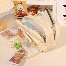 Load image into Gallery viewer, 1Pc Transparent Canvas Large-capacity Pencil Bag Holder Girl Stationery Desk Organizer School Office Supplies Storage Bag
