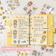 Load image into Gallery viewer, 100Sheets Bulk Stickers Creative Handbook Stickers Girl Cartoon PET Waterproof Stickers Primary School Students Cute Transparent Stickers DIY Water Cup Phone Case Stationery Stickers
