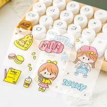 Load image into Gallery viewer, 100Sheets Bulk Stickers Creative Handbook Stickers Girl Cartoon PET Waterproof Stickers Primary School Students Cute Transparent Stickers DIY Water Cup Phone Case Stationery Stickers
