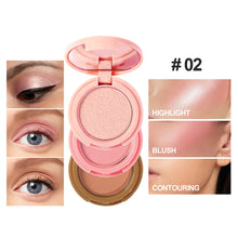 Load image into Gallery viewer, 3 in 1 Highlight Blush Contouring Makeup Palette Waterproof Long-lasting Stereoscopic Contour Face Makeup Cosmetics
