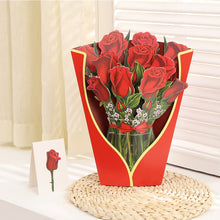 Load image into Gallery viewer, 3D Pops-up Bouquet Forever Rose/Daffodils/Lliy/Carnations Paper Flowers Tropical Bloom for Birthday Anniversary Wedding Greeting Card
